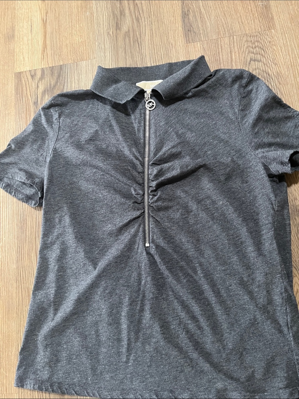 MICHAEL Michael Kors Charcoal Gray Zip Polo Top XL